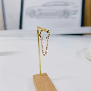 Elegant French-Style Ear Cuff Chain Tassel Clip-On 18K Gold Plated Copper